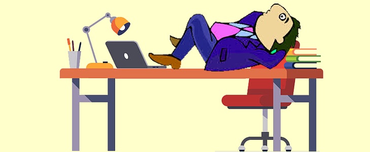 Businessman lying on desk clipart